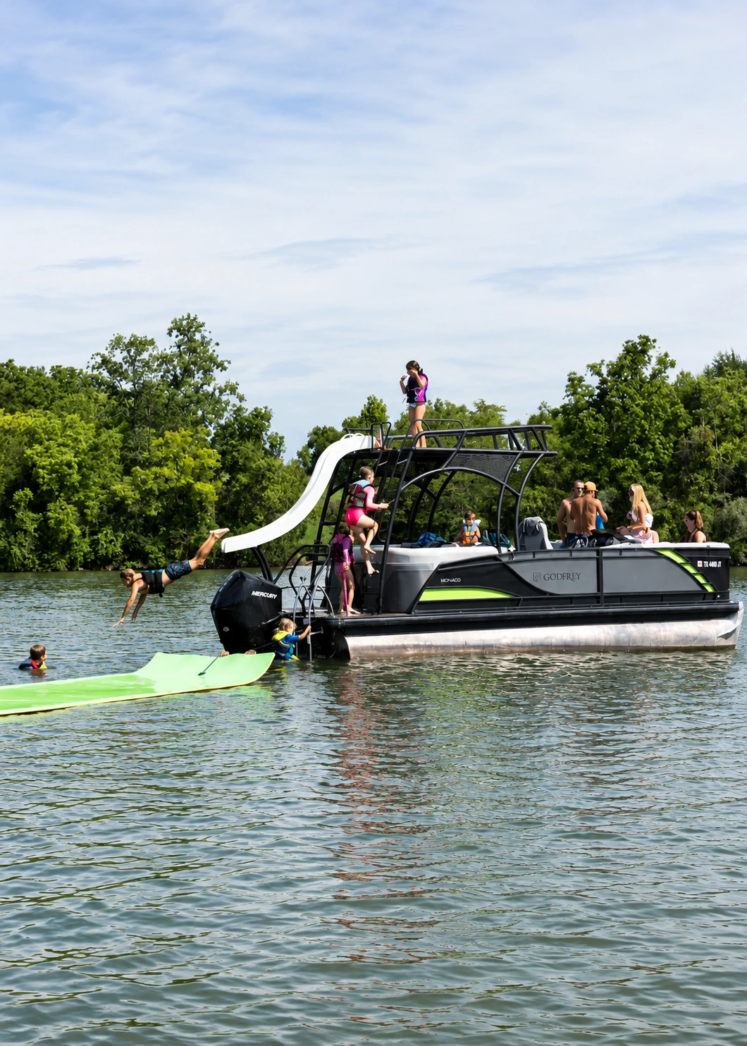 A double-decker club boat on the lake.