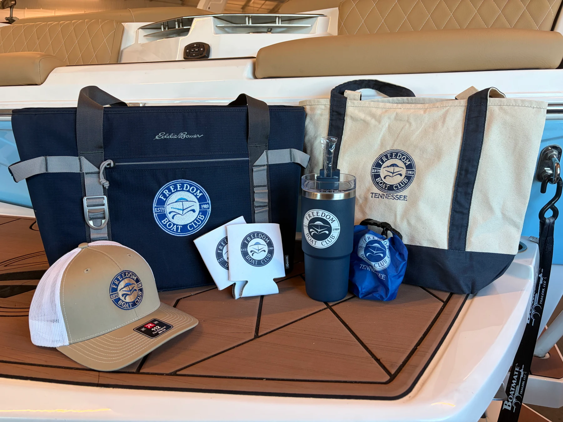 Freedom swag laid out on a table.
